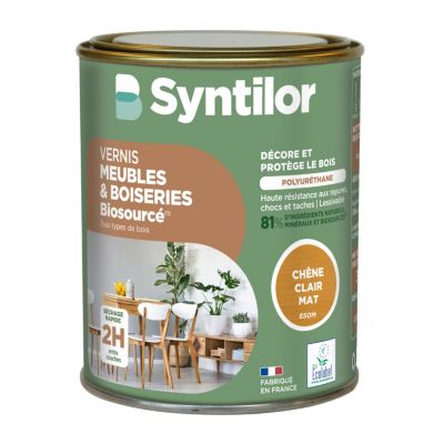 Vernis meubles et boiseries Biosourcé Syntilor effet chêne clair mat 0,25L