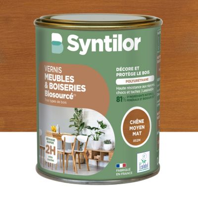 Vernis meubles et boiseries Biosourcé Syntilor effet chêne moyen mat 0,25L