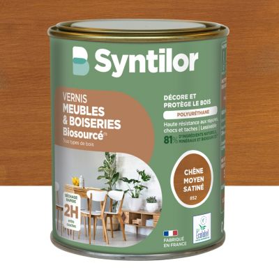 Vernis meubles et boiseries Biosourcé Syntilor effet chêne moyen satiné 0,25L