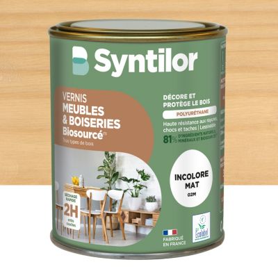 Vernis meubles et boiseries Biosourcé Syntilor incolore mat 0,25L