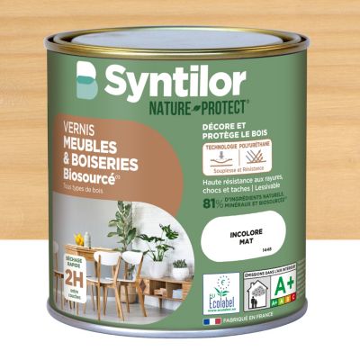 Vernis meubles et boiseries Biosourcé Syntilor incolore mat 0,5L