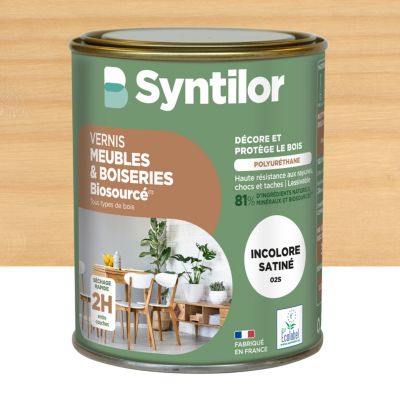 Vernis meubles et boiseries Biosourcé Syntilor incolore satiné 0,25L
