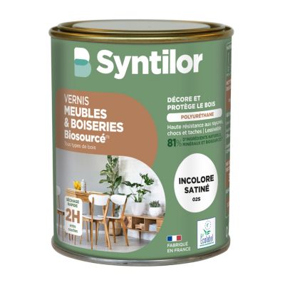 Vernis meubles et boiseries Biosourcé Syntilor incolore satiné 0,25L