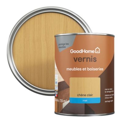 Vernis meubles et boiseries GoodHome mat chêne clair 750 ml