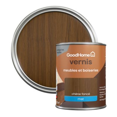 Vernis meubles et boiseries GoodHome mat chêne foncé 250 ml