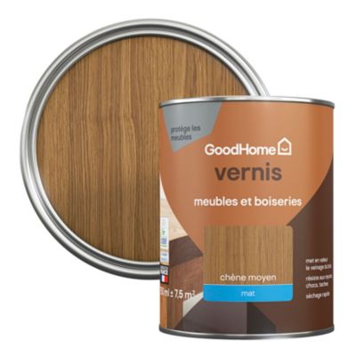 Vernis meubles et boiseries GoodHome mat chêne moyen 750 ml