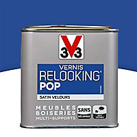 Vernis meubles et boiseries V33 Relooking Pop bleu électrique satin 0,5L