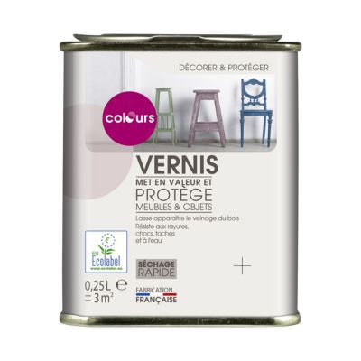 Vernis meubles et objets mat incolore 0,25 L Colours