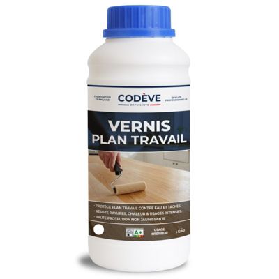 Vernis Plan De Travail - 1 L   - Codeve Bois - Incolore Pour Un Plan De Travail En Bois Massif, Stratifié Ou Lamellé.