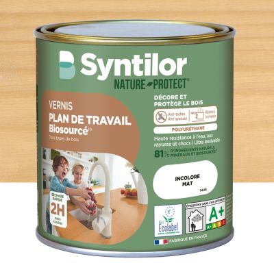 Vernis plan de travail Biosourcé Nature Protect Syntilor incolore mat 0,5L Castorama