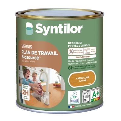 Vernis plan de travail Biosourcé Syntilor effet chêne clair satiné 0,5L