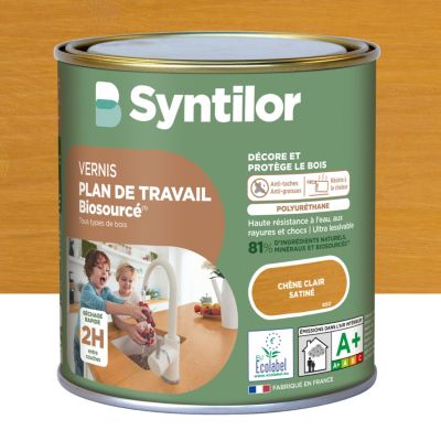 Vernis plan de travail Biosourcé Syntilor effet chêne clair satiné 0,5L