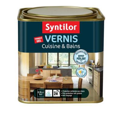 Vernis spécial cuisine et salle de bains chêne clair satin 0,5L Syntilor