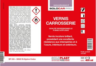 Vernis spray pour carrosserie Solocar 400 ml