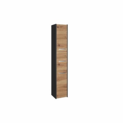 VERONA - Armoire colonne de salle de bain - 170x30x30 cm - ANTHRACITE & CHÊNE