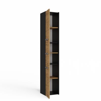 VERONA - Armoire colonne de salle de bain - 170x30x30 cm - ANTHRACITE & CHÊNE