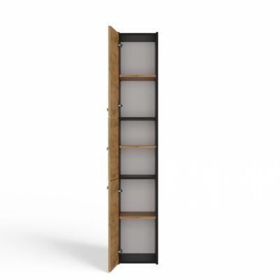 VERONA - Armoire colonne de salle de bain - 170x30x30 cm - ANTHRACITE & CHÊNE