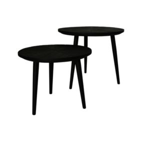 Verona - Lot de 2 tables rondes - bois de manguier et fer - noir - 60 x 50 x 60 cm