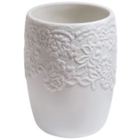 Verre à dents - COSY - Blanc - PORCELAINE - 10,2 x 7,6 x 7,6 cm