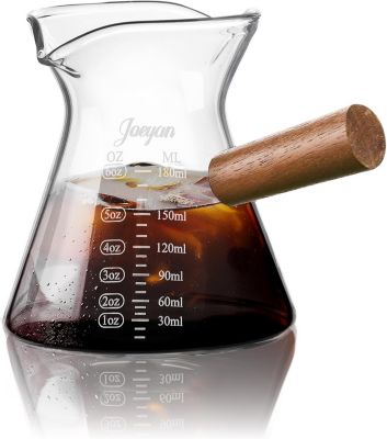 Verre doseur en borosilicate à double bec et poignée bois