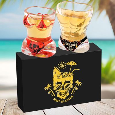 Verres à Shot Homme Musclé & Bikini Coffret Cadeau