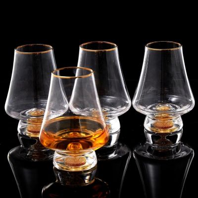 Verres à whisky en cristal avec flocons d or 24 carats