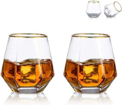 Verres à Whisky Géométriques Incliné en Diamant 300ml