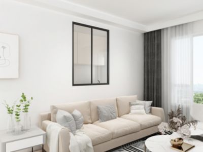 Verrière - 2 Vitrages - L: 81cm H: 115cm - Acier Ultra Fin - Noir Mat (RAL 9005) - Livrée Montée