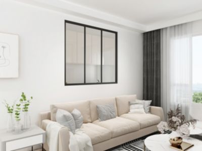 Verrière - 3 Vitrages - L: 119cm H: 105cm - Acier Ultra Fin - Noir Mat (RAL 9005) - Livrée Montée