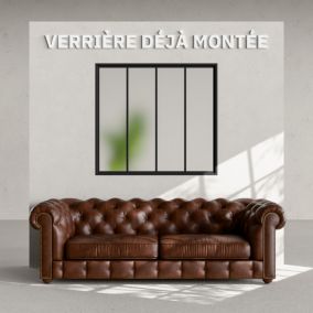 Verrière 4 Carreaux - Prête à poser - Noir Mat - Verre Dépoli