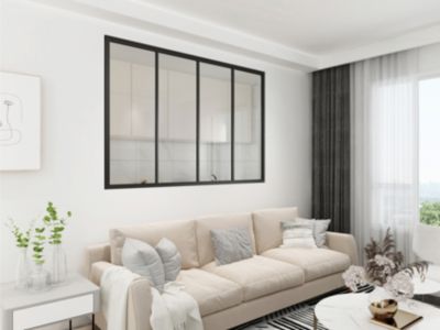 Verrière  - 4 Vitrages - L: 157cm H: 105cm - Acier Ultra Fin - Noir Mat (RAL 9005) - Livrée Montée