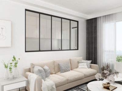 Verrière - 5 Vitrages - L: 195cm H: 145cm - Acier Ultra Fin - Noir Mat (RAL 9005) - Livrée Montée