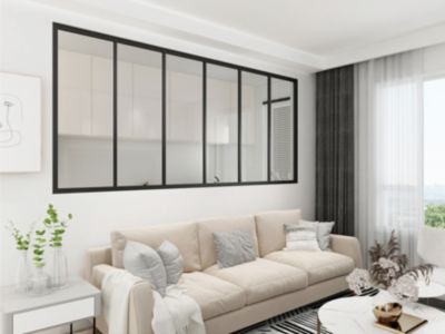 Verrière - 6 Vitrages - L: 233cm H: 115cm - Acier Ultra Fin - Noir Mat (RAL 9005) - Livrée Montée
