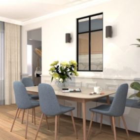 Verrière aluminium 2 vitrages clair, 2 traverses horizontales décorative - Noir