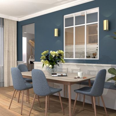 Verrière aluminium 3 vitrages clair, 3 traverses horizontales décorative - Blanc