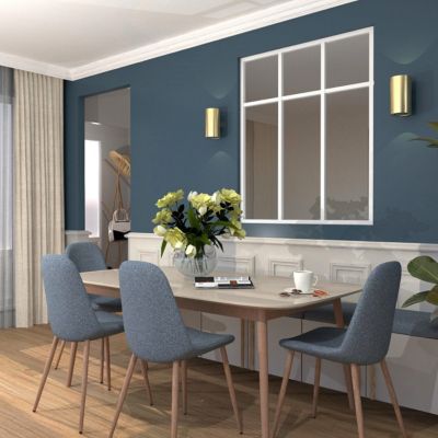 Verrière aluminium 3 vitrages dépoli, 3 traverses horizontales décorative - Blanc
