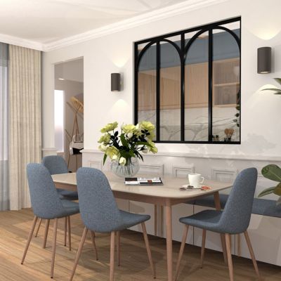 Verrière aluminium 4 vitrages clair, 4 arches décorative - Noir