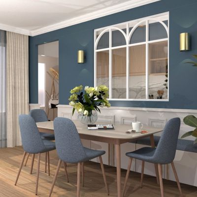 Verrière aluminium 4 vitrages clair, 4 arches et 4 traverses horizontales décorative - Blanc