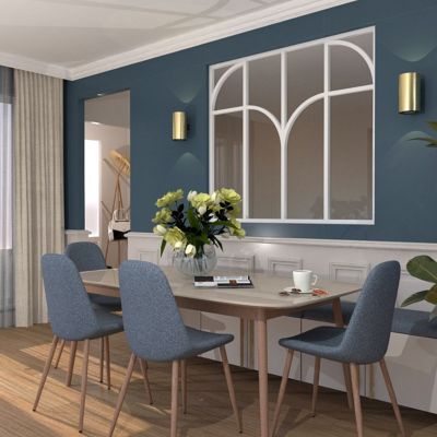 Verrière aluminium 4 vitrages dépoli, 4 arches et 2 traverses horizontales décorative - Blanc