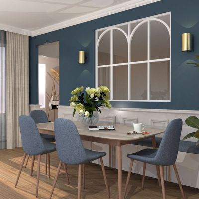 Verrière aluminium 4 vitrages dépoli, 4 arches et 4 traverses horizontales décorative - Blanc