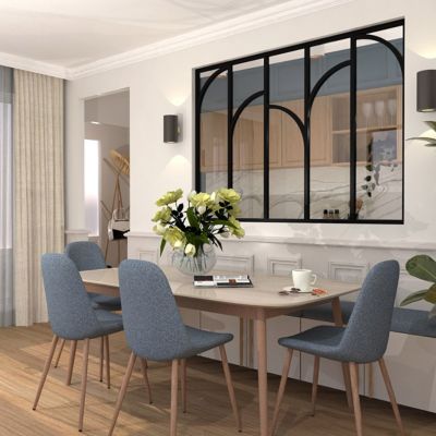 Verrière aluminium 5 vitrages clair, 5 arches décorative - Noir