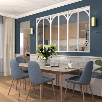 Verrière aluminium 6 vitrages clair, 6 arches décorative - Blanc