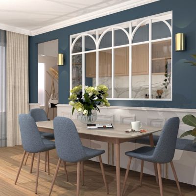 Verrière aluminium 6 vitrages clair, 6 arches et 6 traverses horizontales décorative - Blanc