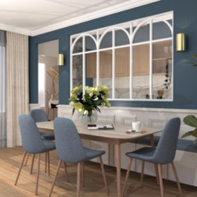 Verrière aluminium 6 vitrages clair, 6 arches et 6 traverses horizontales décorative - Blanc