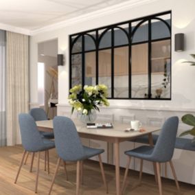 Verrière aluminium 6 vitrages clair, 6 arches et 6 traverses horizontales décorative - Noir