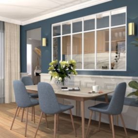 Verrière aluminium 6 vitrages clair, 6 traverses horizontales décorative - Blanc