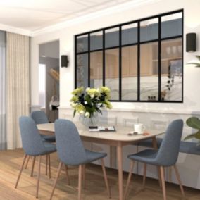 Verrière aluminium 6 vitrages clair, 6 traverses horizontales décorative - Noir