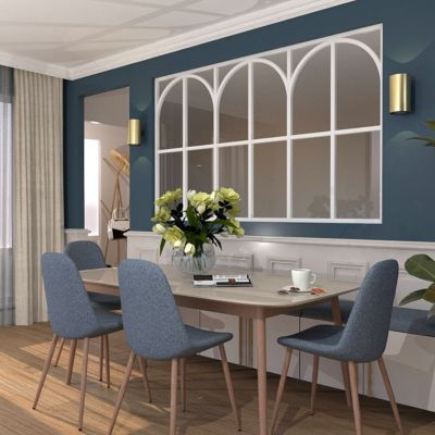 Verrière aluminium 6 vitrages dépoli, 6 arches et 6 traverses horizontales décorative - Blanc