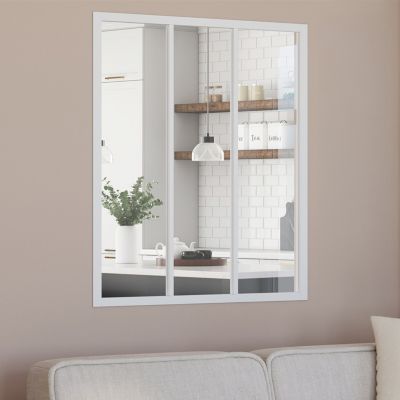 Verrière atelier 3 vitrages L. 93 x H. 108 cm en métal blanc et verre trempé