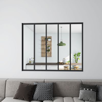 Verrière Atelier en aluminium noir mat - 153x108cm - Noir -5 Vitrages Clairs